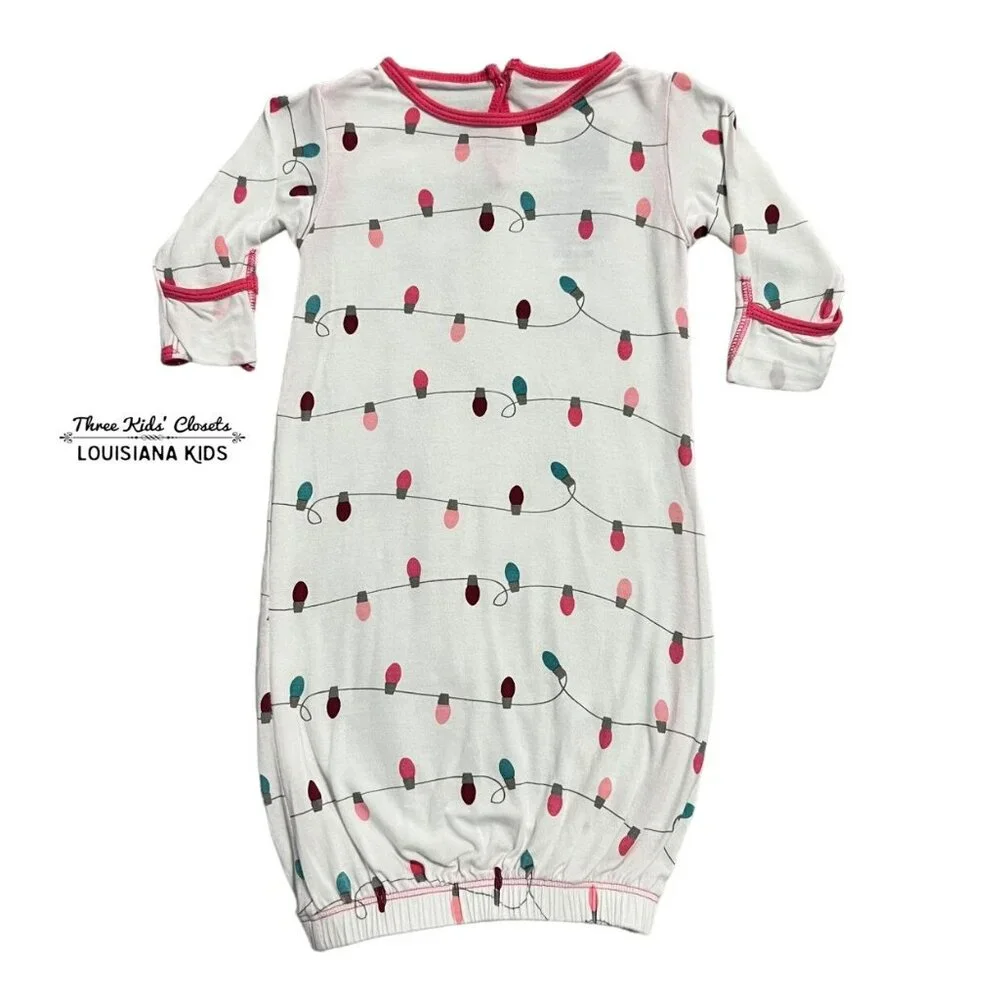 Kickee Pants 0-3m Bamboo Holiday Lights Layette Gown Sleeper